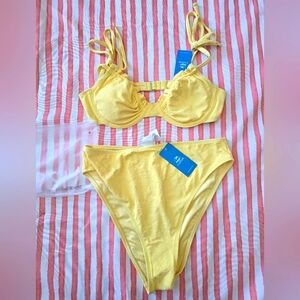 NWT Cupshe Yellow High Waist Bikini